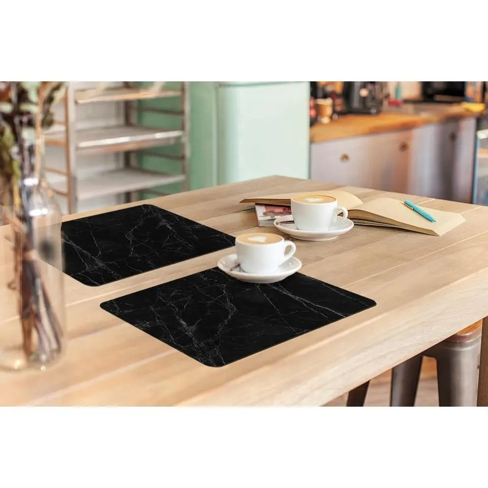 MuchoWow Placemat (6stuks) 45x30cm Zwart Marmer