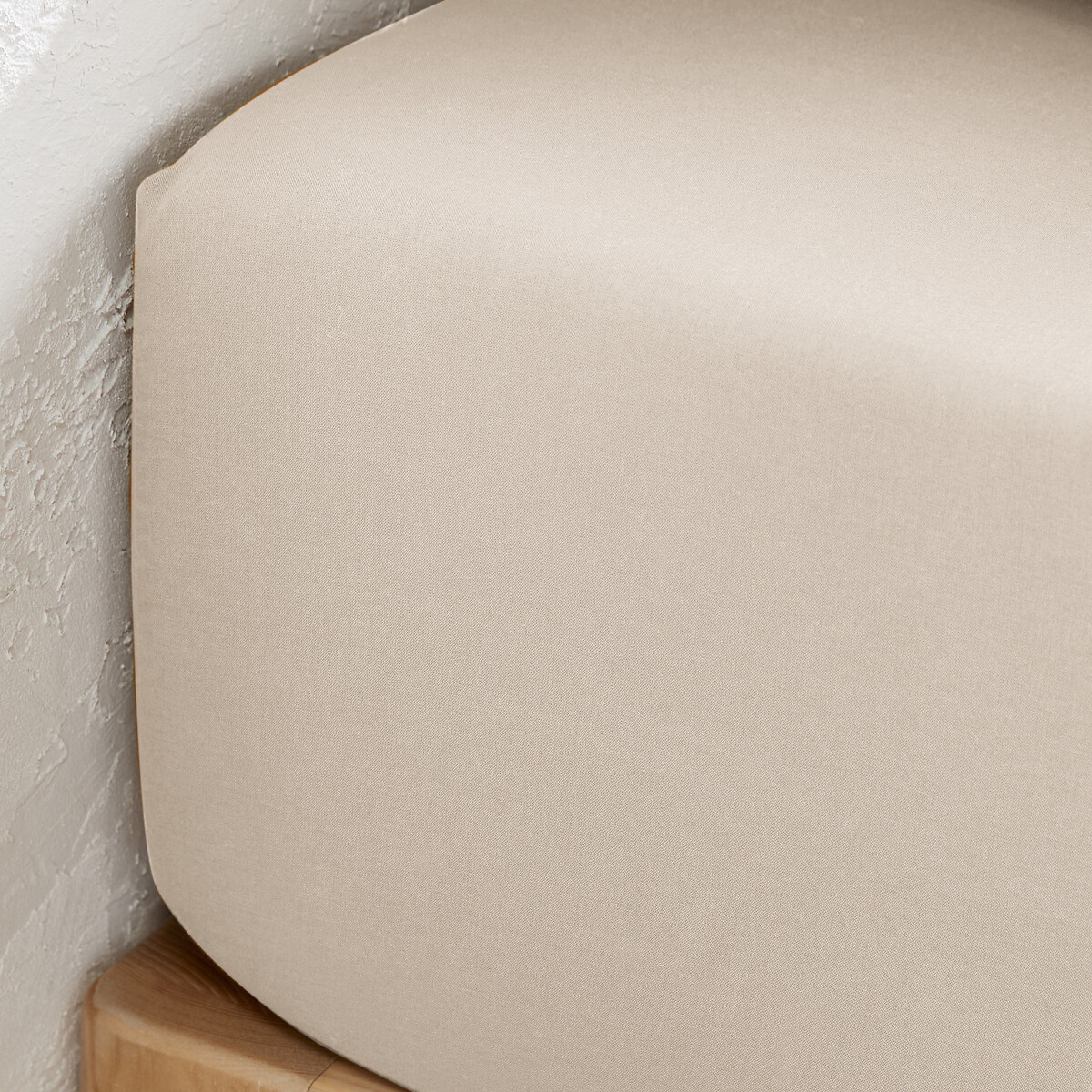LA REDOUTE INTERIEURS<br>Lençol de baixo liso em algodão lavado, dobra de 30 cm, Scenario