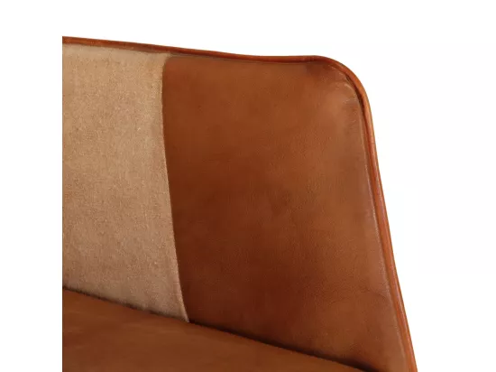 Chaise à bascule et repose-pieds Marron Cuir véritable et toile