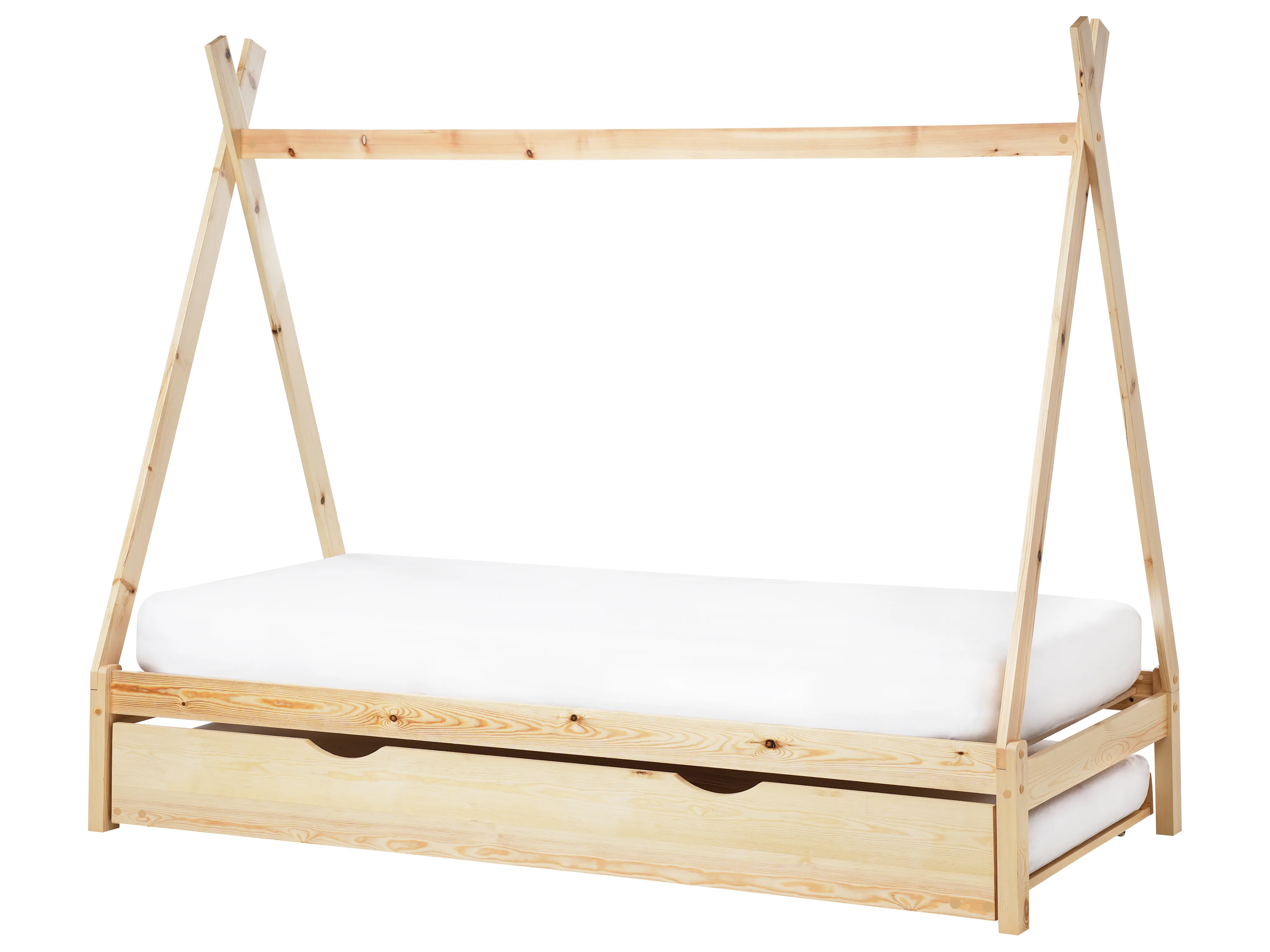 Kinderonderschuifbed Dennenhout TALMONTIERS 90 x 200 cm Lichtbruin