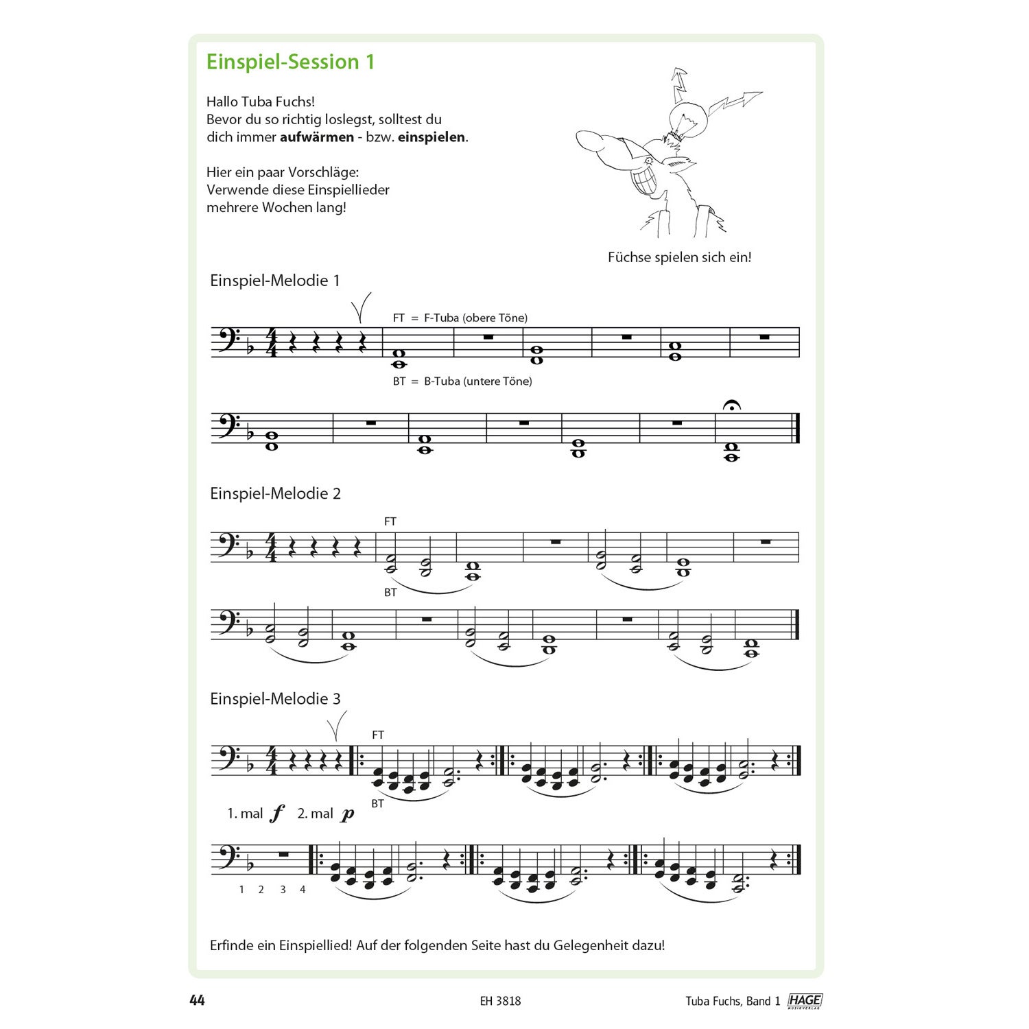 Hage MusikVerlag EH 3818 Tuba Fuchs Band 1 lesboek (Duitstalig)