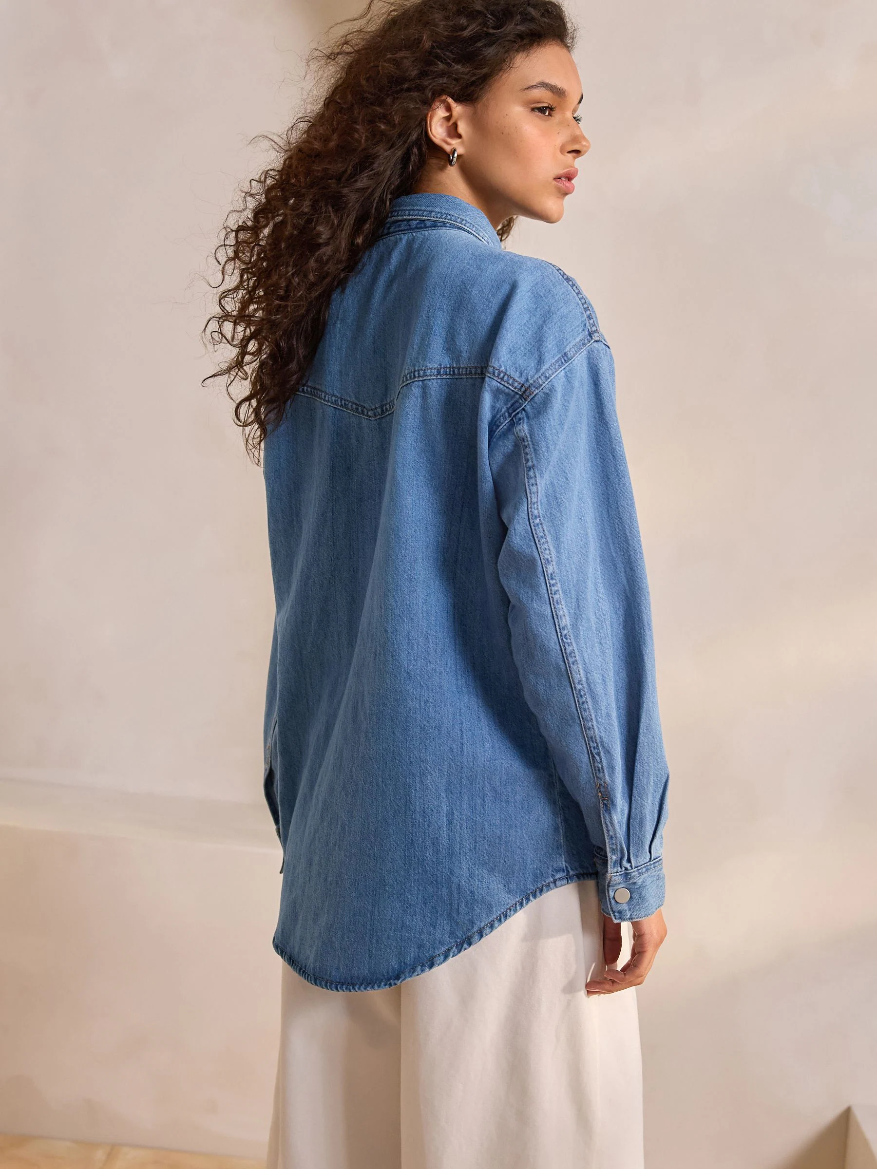 Normaal blauw - Oversized denim overhemd