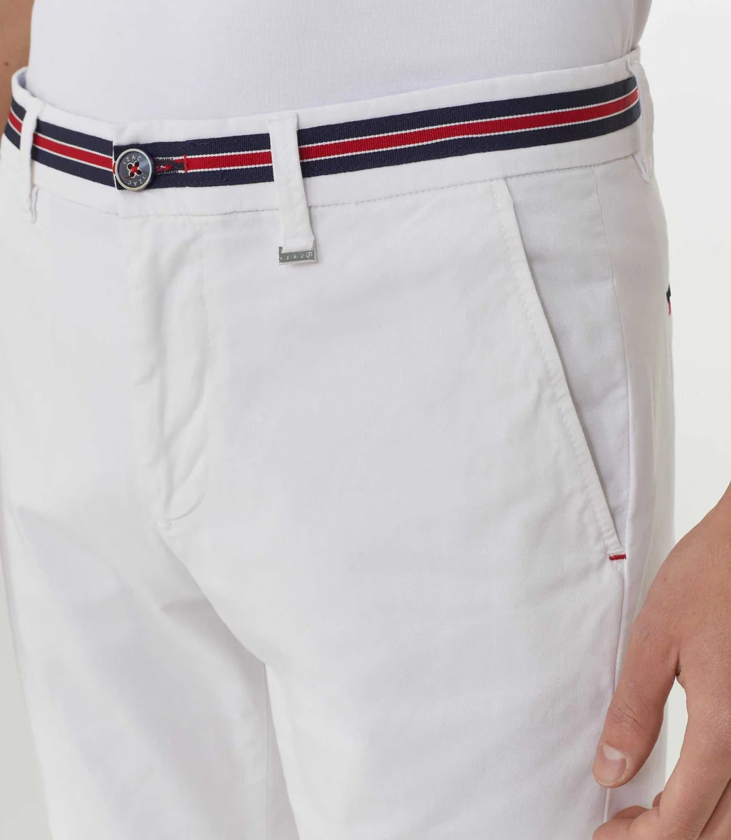 Chino blanc galon tricolore 