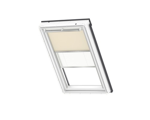 VELUX Advantage Set: Verduisterend rolgordijn, effen beige, en plisségordijn, wit, handmatig, aluminium frame, DFD C02 4556S