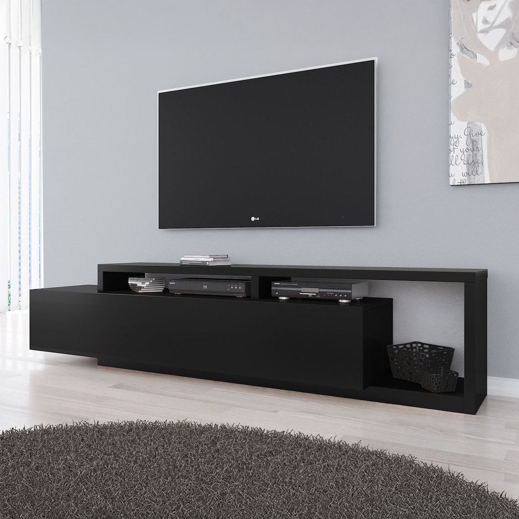 Bello - TV-Meubel - met lade - Mat zwart - 219x45x52 cm
