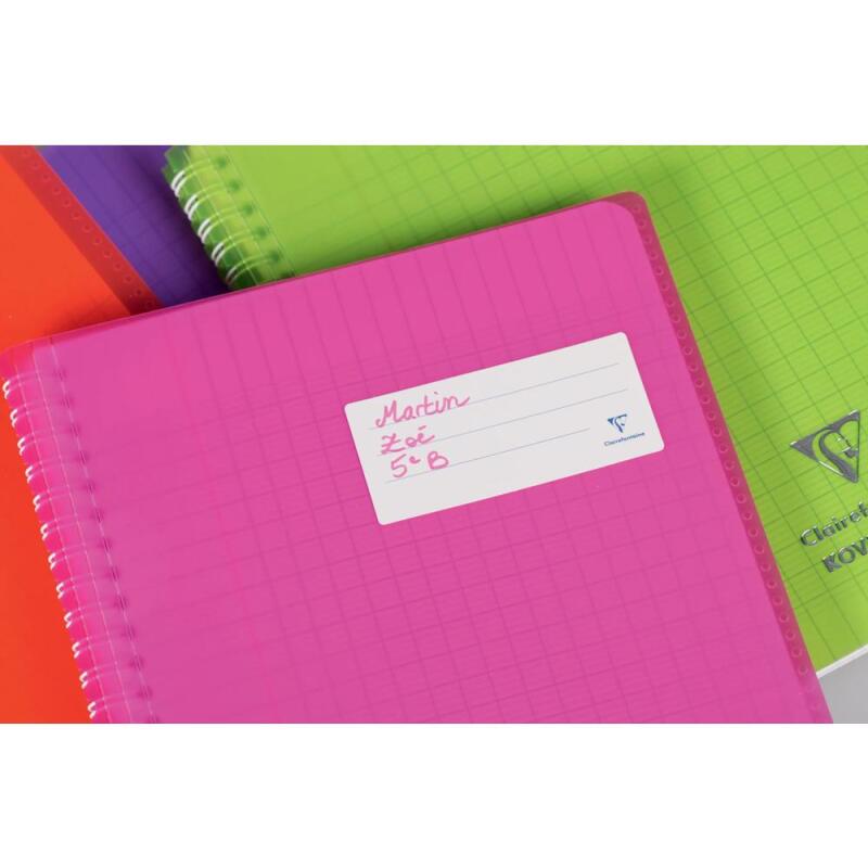 Cahier reliure intégrale enveloppante Koverbook A4+ 160 pages ligné + marge détachables perforé 4 trous couverture polypropylène transparent - Rouge