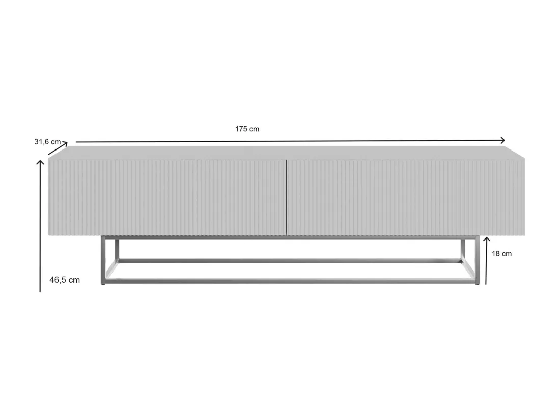 Meuble TV - 175 cm - blanc sur pieds dorés - VELDIO