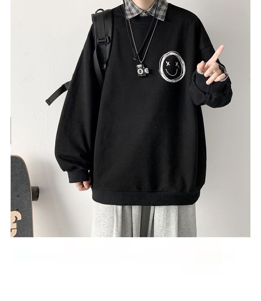 Sinlarity - Sweatshirt met ronde hals en smileyprint