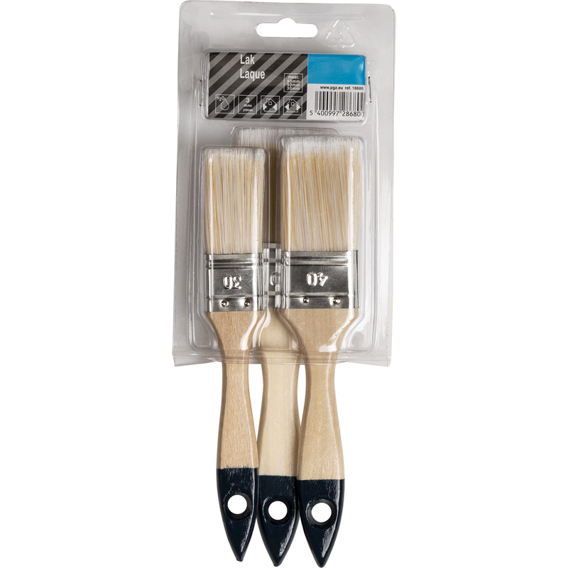 Set platte kwasten acryl 3-delig