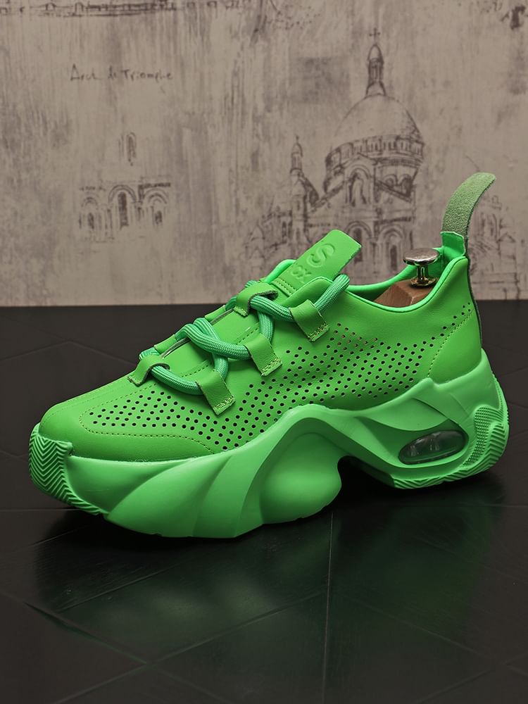 Mr Ozera - Platform Plain Lace Up Sneakers