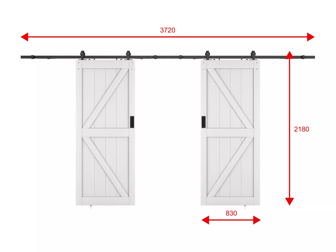 Porte coulissante double avec système en applique - Bois et MDF - blanc - 2 x H205 x 83 cm - NEFARA