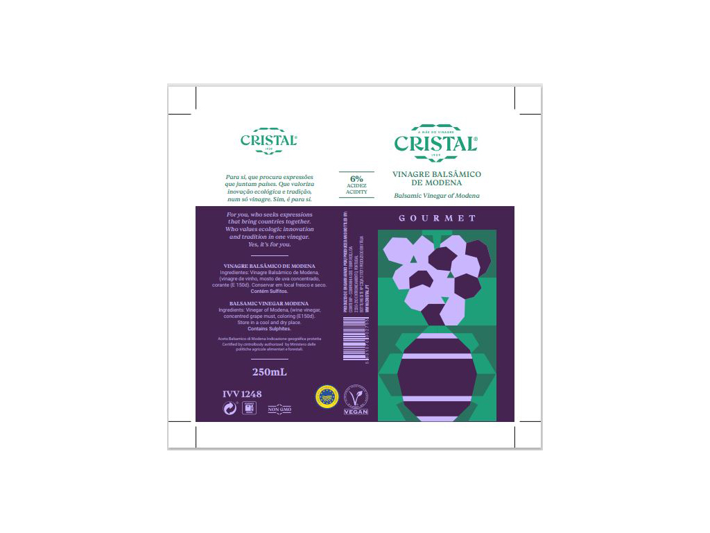 VINAGRE BALSÂMICO CRISTAL DE MODENA 250ML
