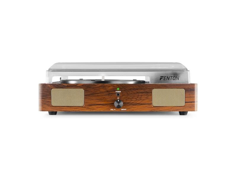 Fenton Plattenspieler RP106W Braun Handgefertigter Plattenspieler aus Holz mit zwei eingebauten Lautsprechern