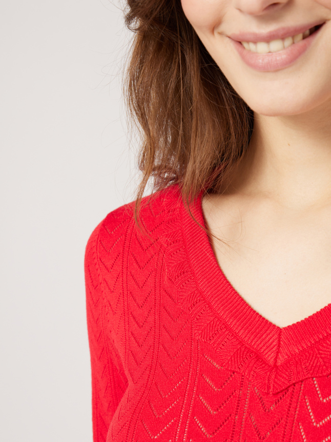 Pull col v ajouré