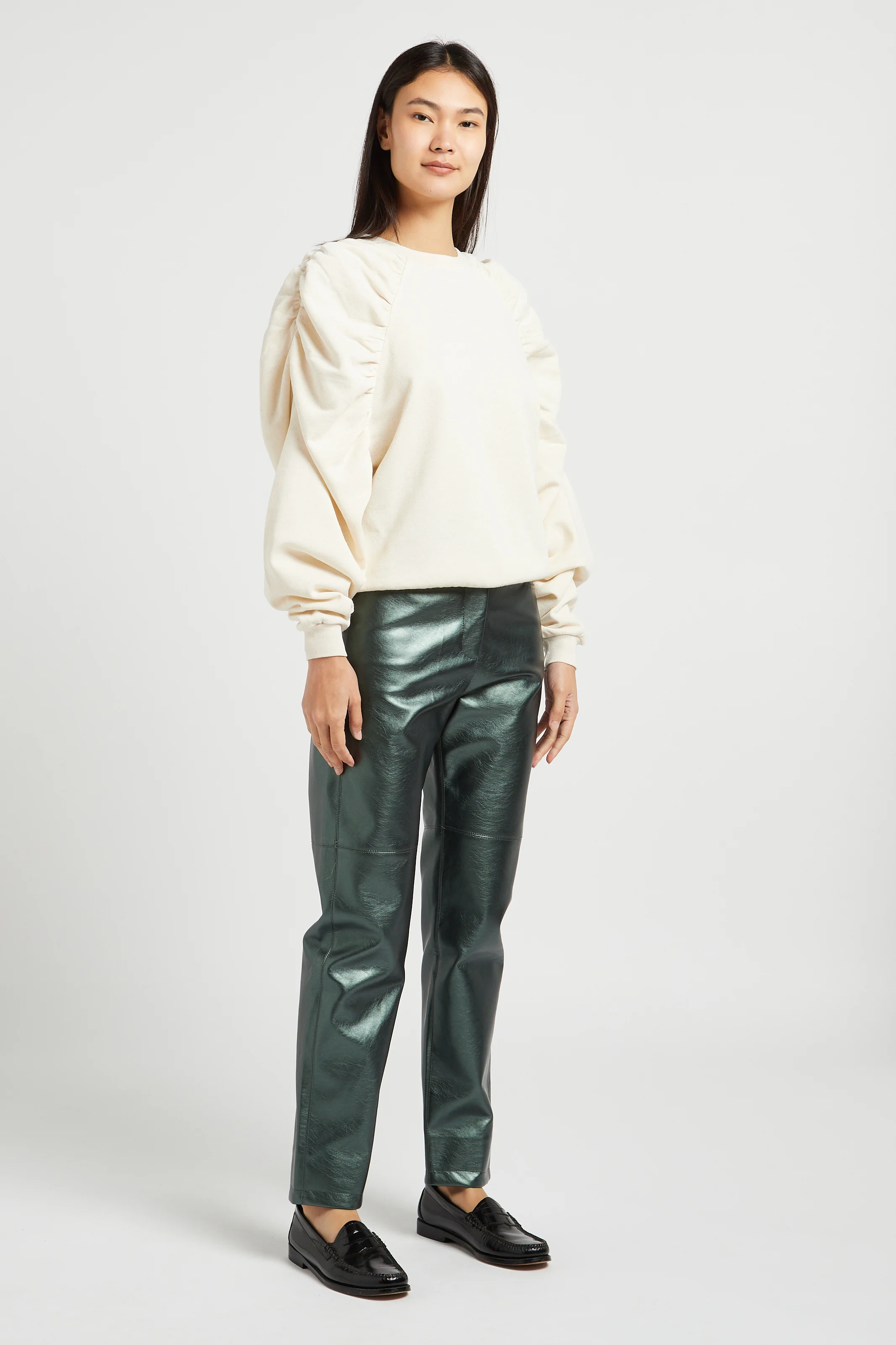 XENIA - Sweat col rond en coton mélangé | Blanc
