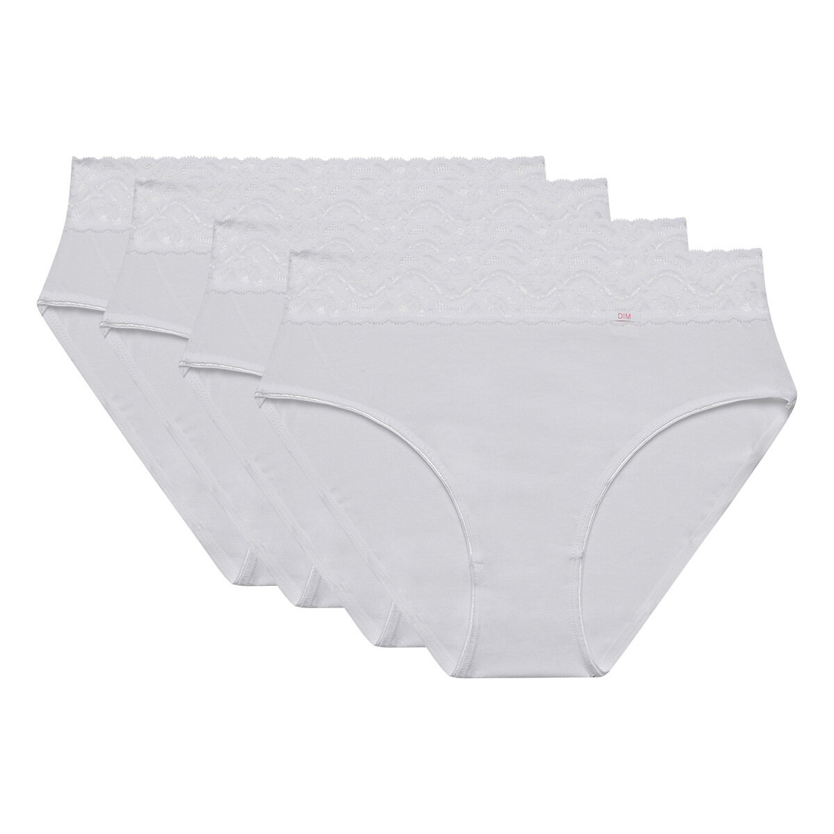 Conjunto de 4 calcinhas maxi de algodão elástico.