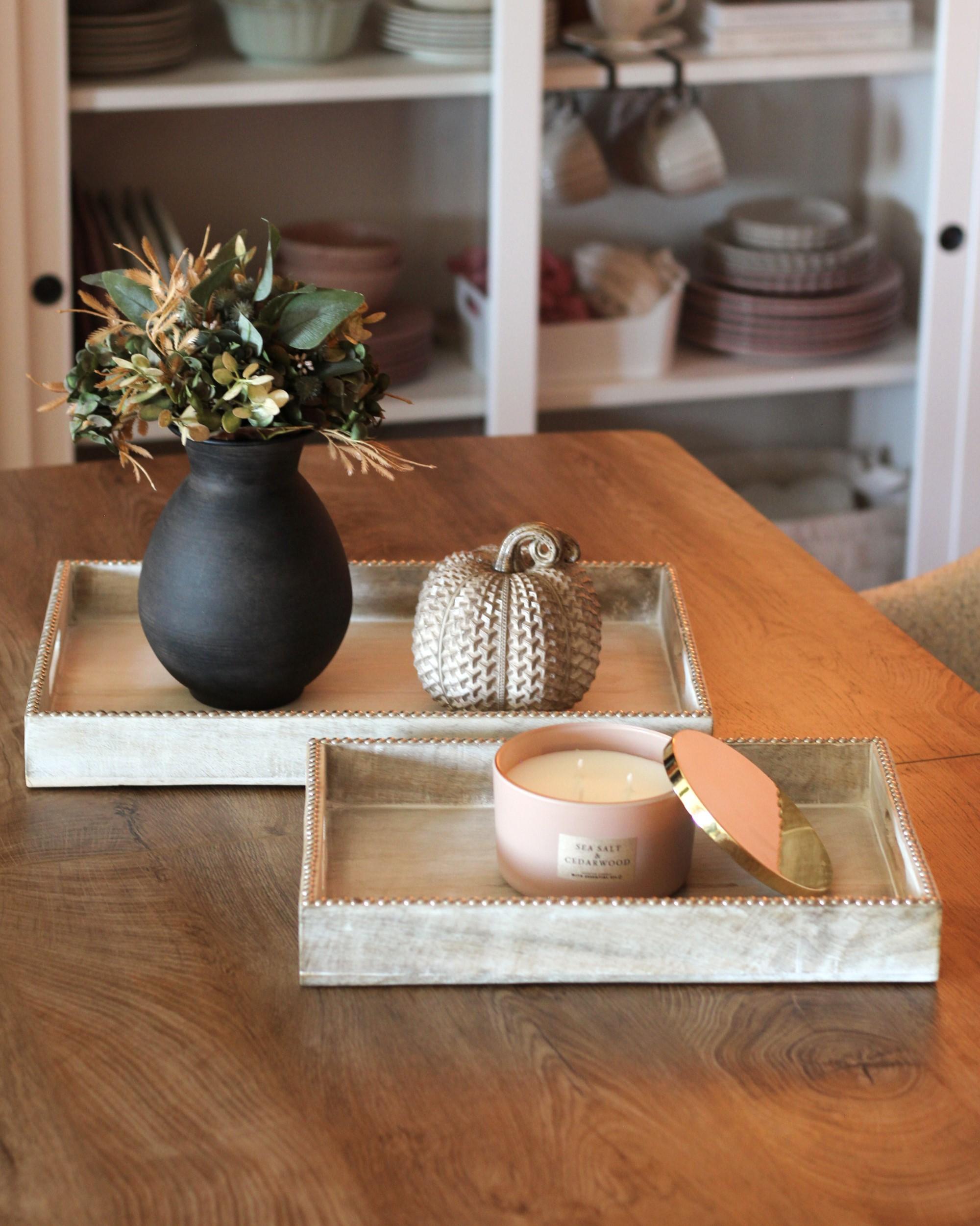 Set van 2 dienbladen QUENA Mangohout Lichtbruin