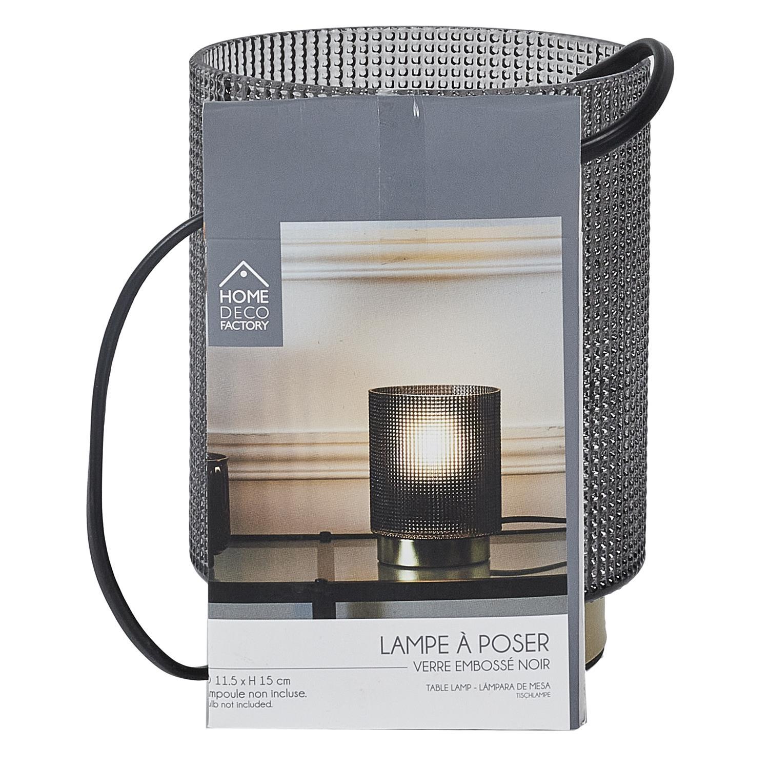 LAMPE A POSER VERRE EMBOSSE NOIR