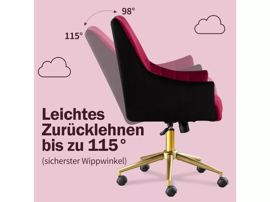 Fauteuil De Bureau Réglable En Hauteur, Chaise Pivotante En Velours