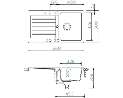 Schock Typos D-100 A spoelbak, 860 x 500 mm, onyx TYPD100AGON