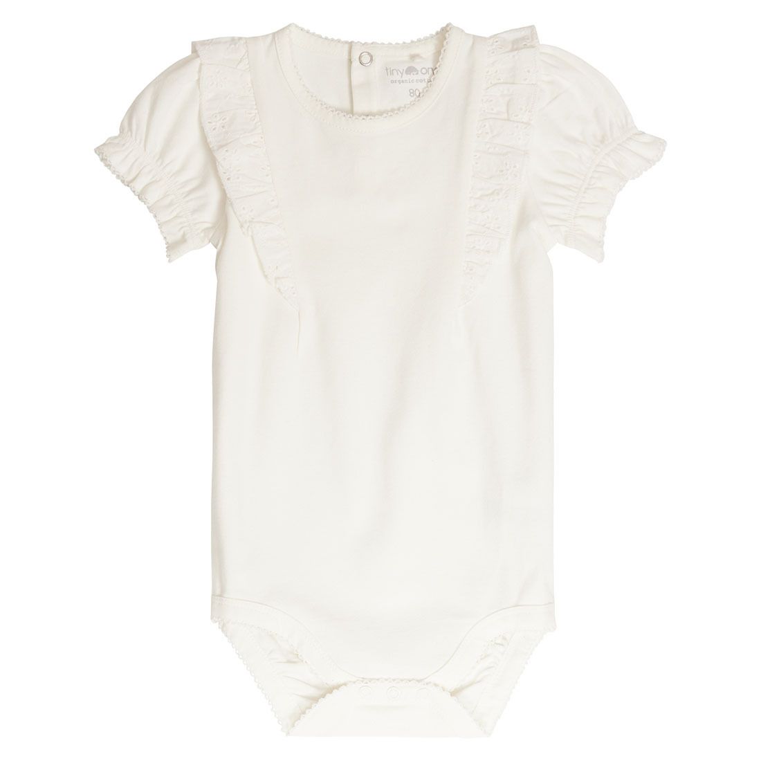 Kortermet body med broderi anglaise