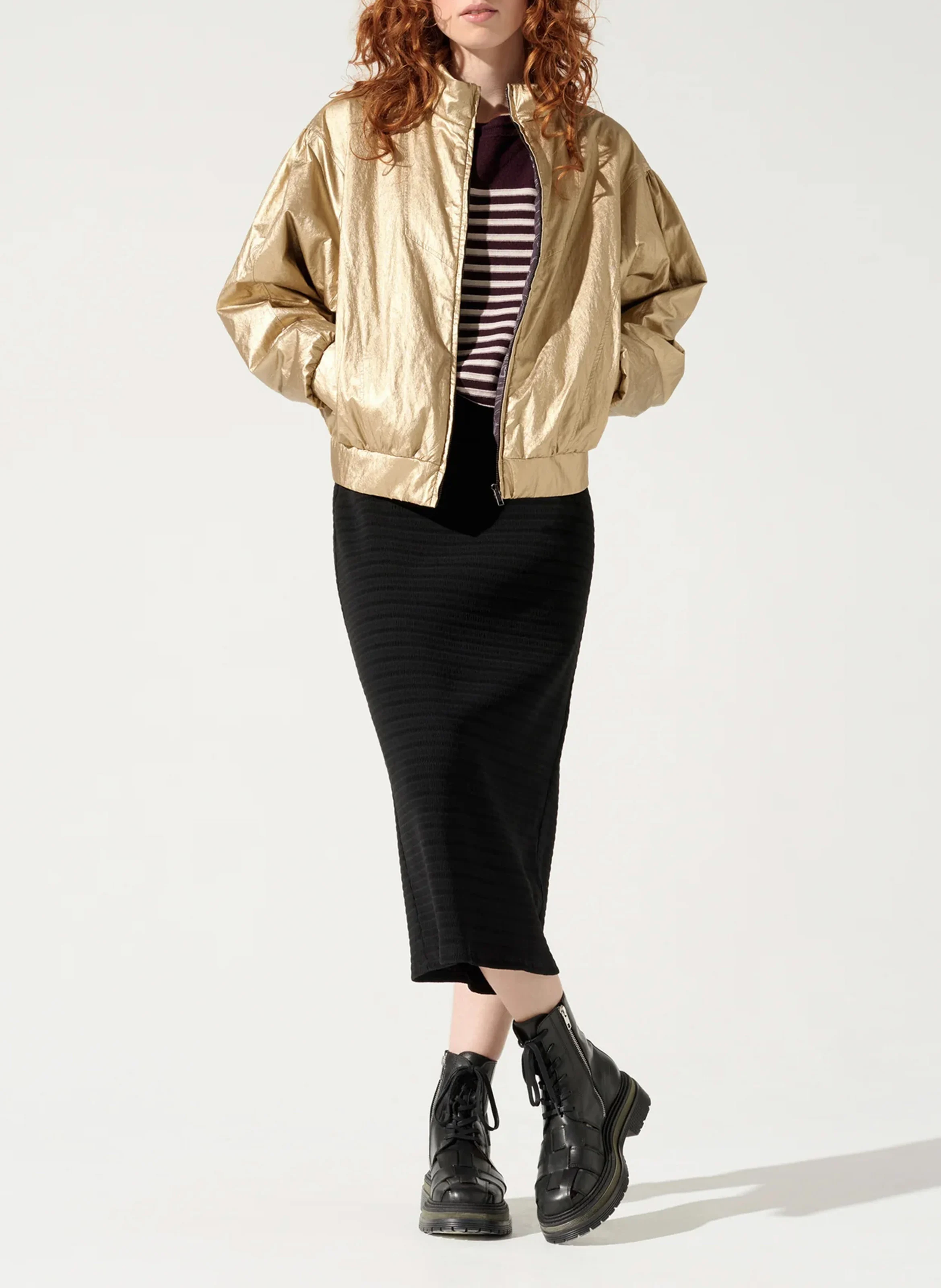 Blouson col montant| Marron