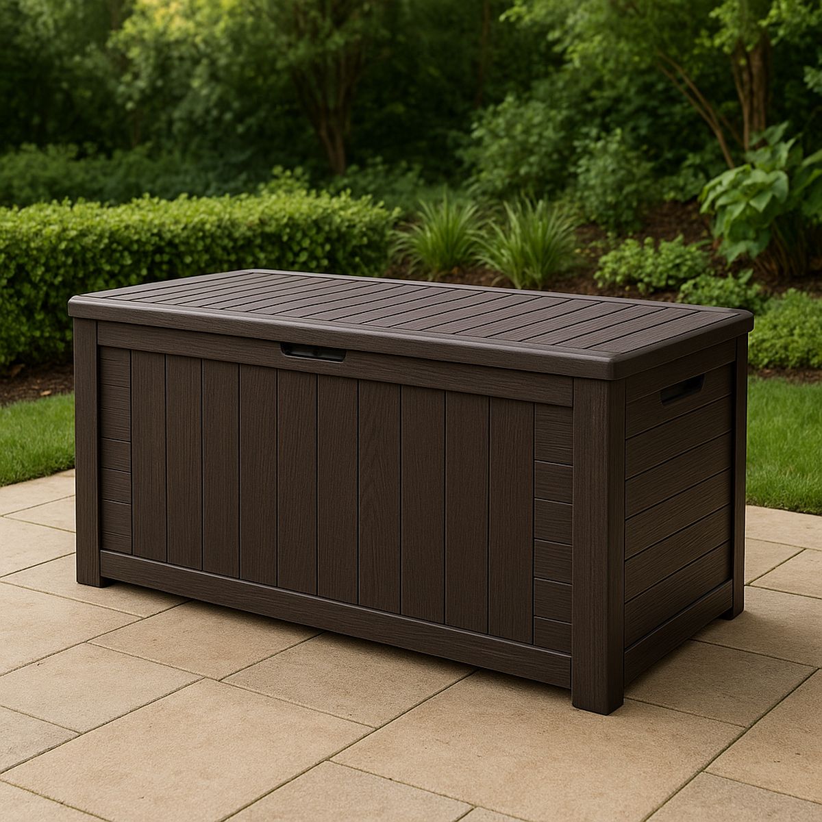 Garten Aufbewahrungsbox Kunststoff Braun 117cm x 45cm x 57cm