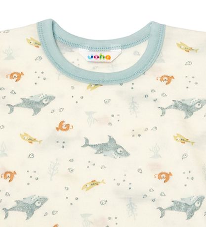 Joha T-shirt - Uld - Støvet Blå m. Fisk