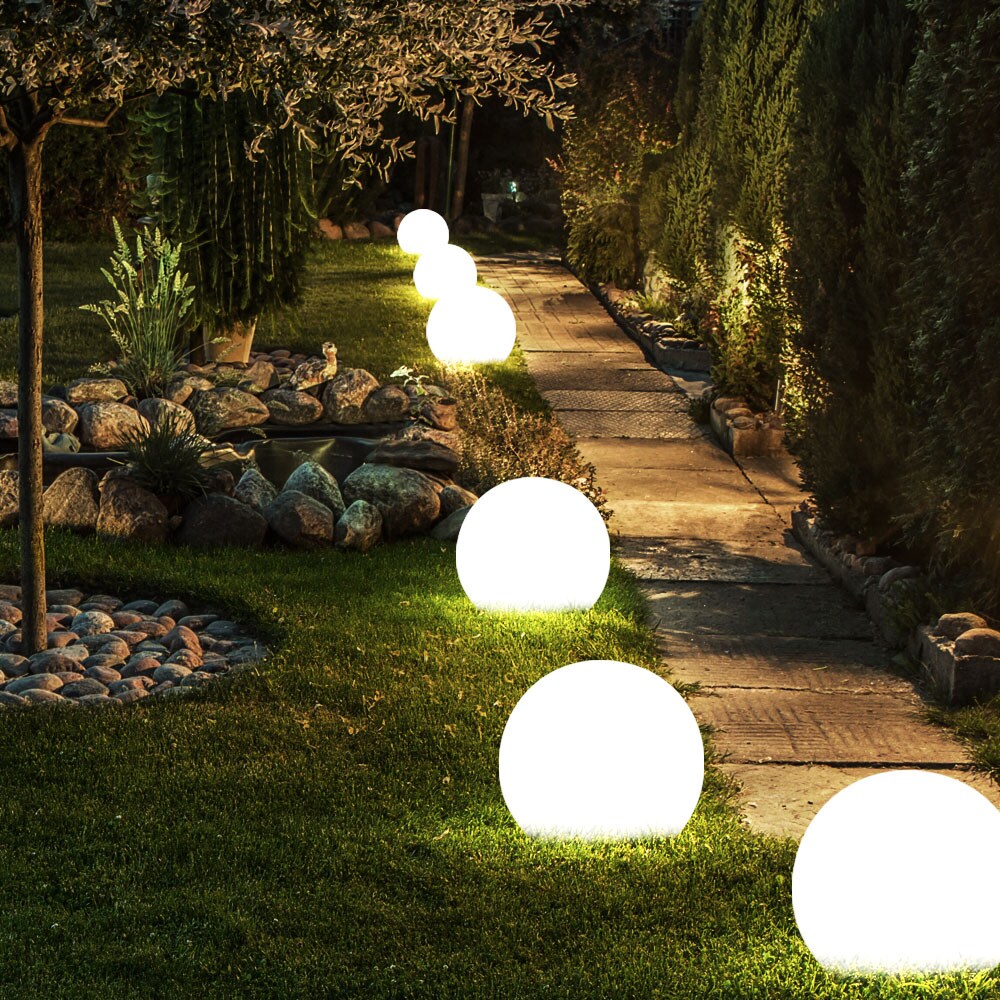 6er Set LED Solar Steckleuchten, Kugel Design, H 39 cm