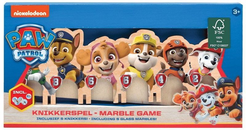 Paw Patrol knikkerspel inclusief 5 glazen knikkers (leeftijd vanaf 3 jaar)