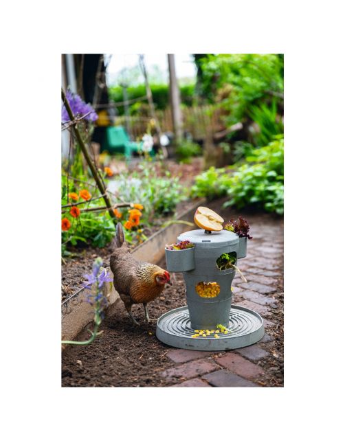 Beeztees Snacktoren - Kippenspeeltje - 30x30x32.5 cm Grijs Groen