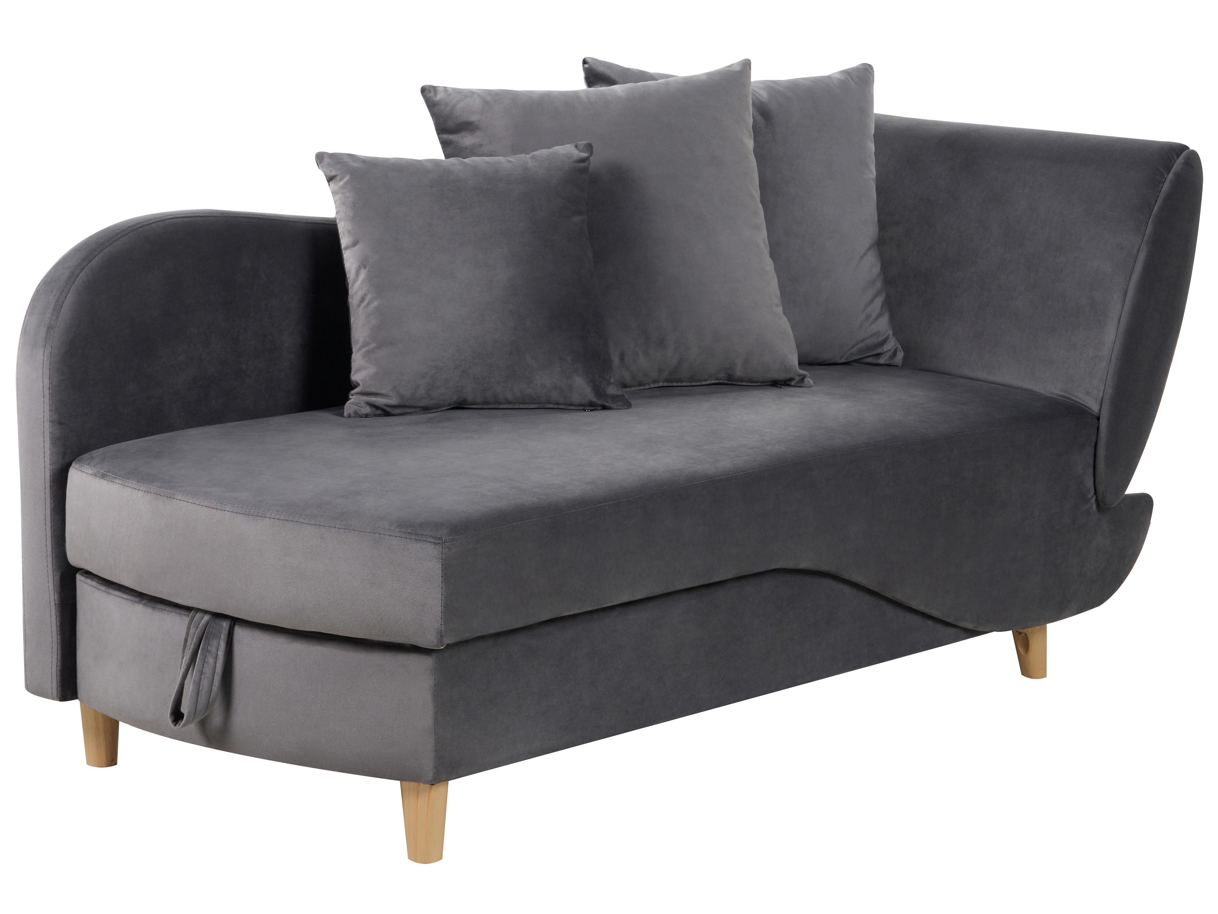 Rechtszijdige chaise longue MERI Fluweel Donkergrijs met opbergruimte