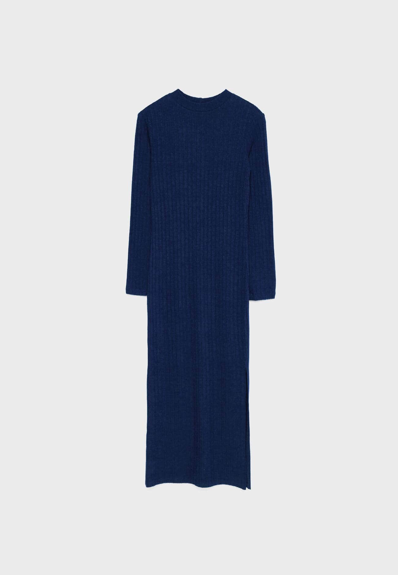 Vestido midi canelado de toque macio