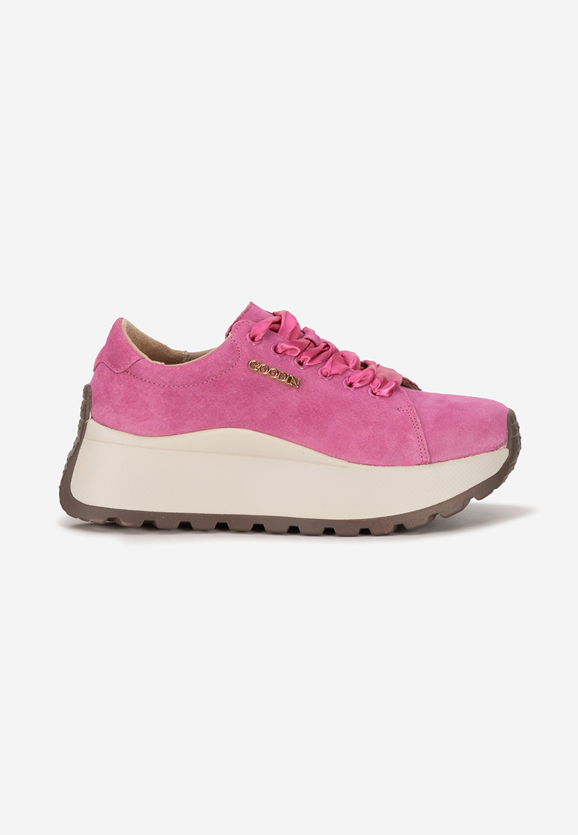 Baskets pour femme en cuir roses Gonelia