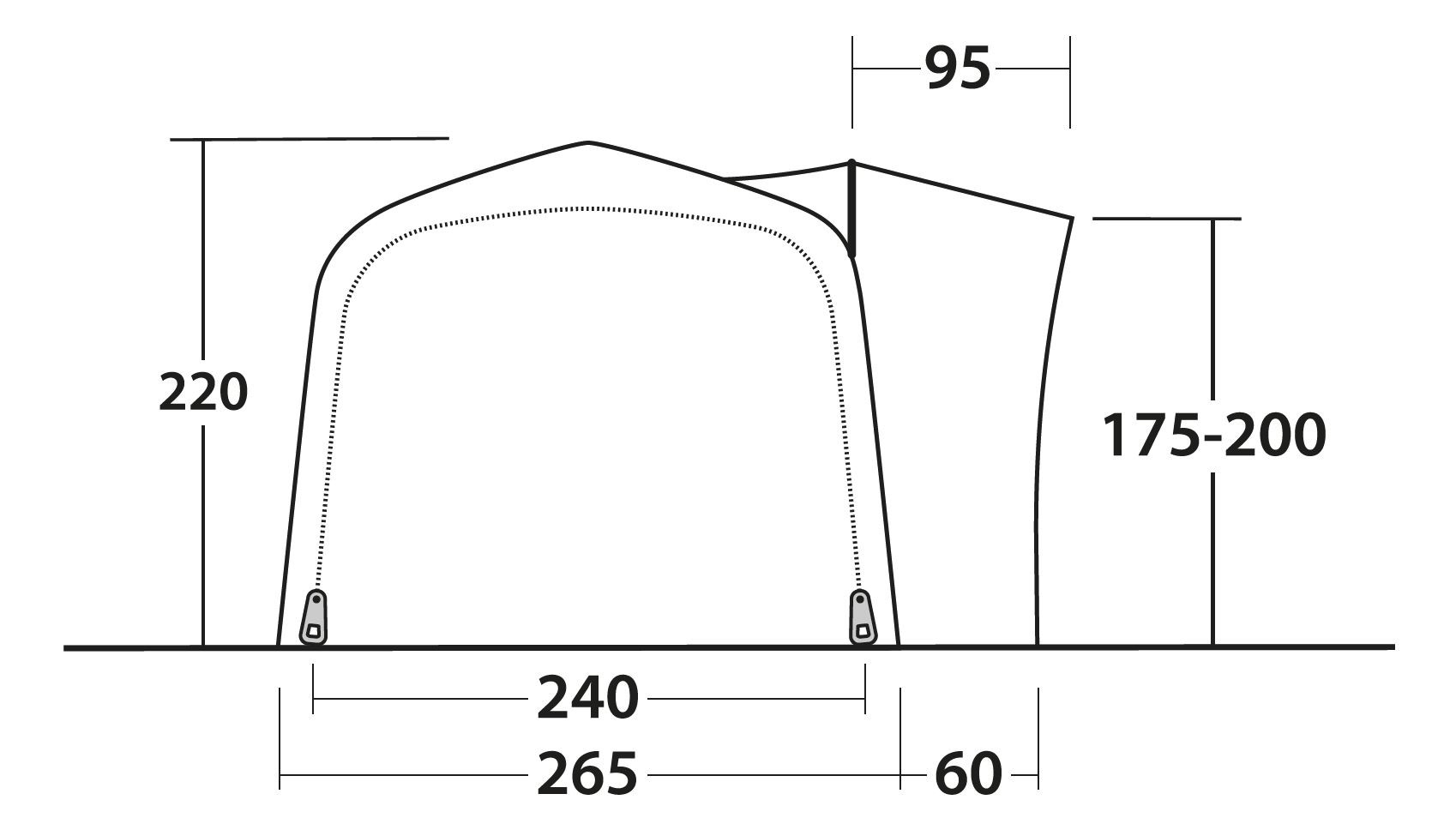 Outwell Crossville 250SA aufblasbares Busvorzelt für Campingbusse Grau