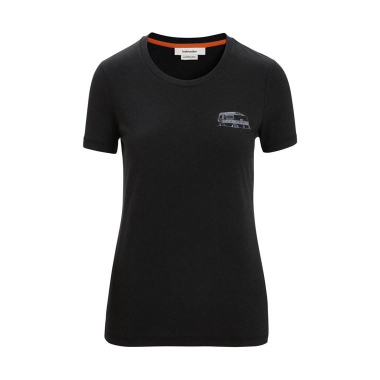 Icebreaker Central Classic Caravan Life SS Tee Women Black