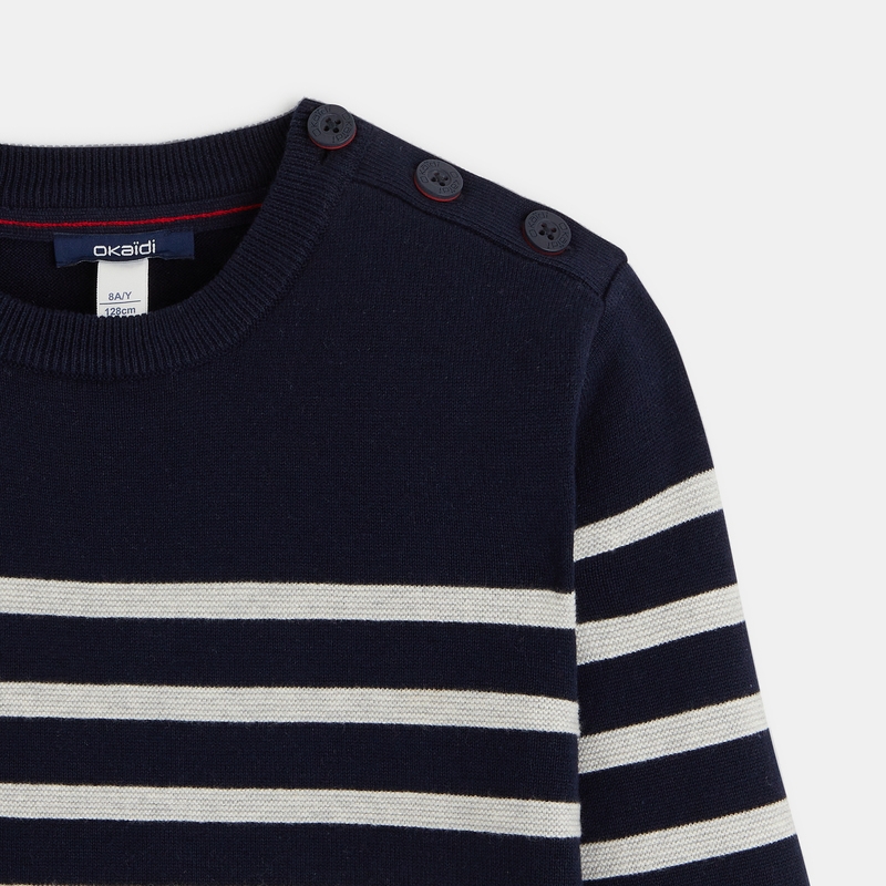 Pull marin en tricot bleu garçon