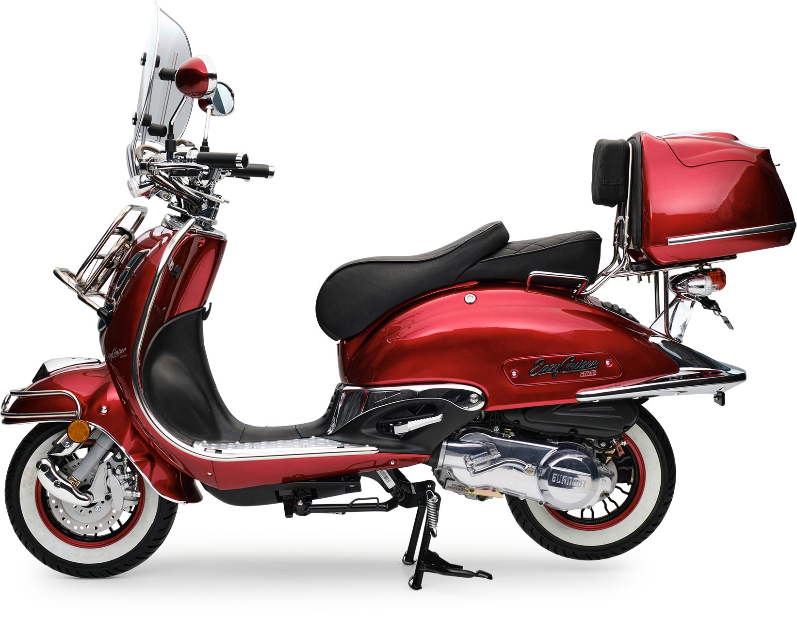 Motorroller Retro EasyCruiser Dunkelrot 50ccm 25 kmh Mofa Scooter