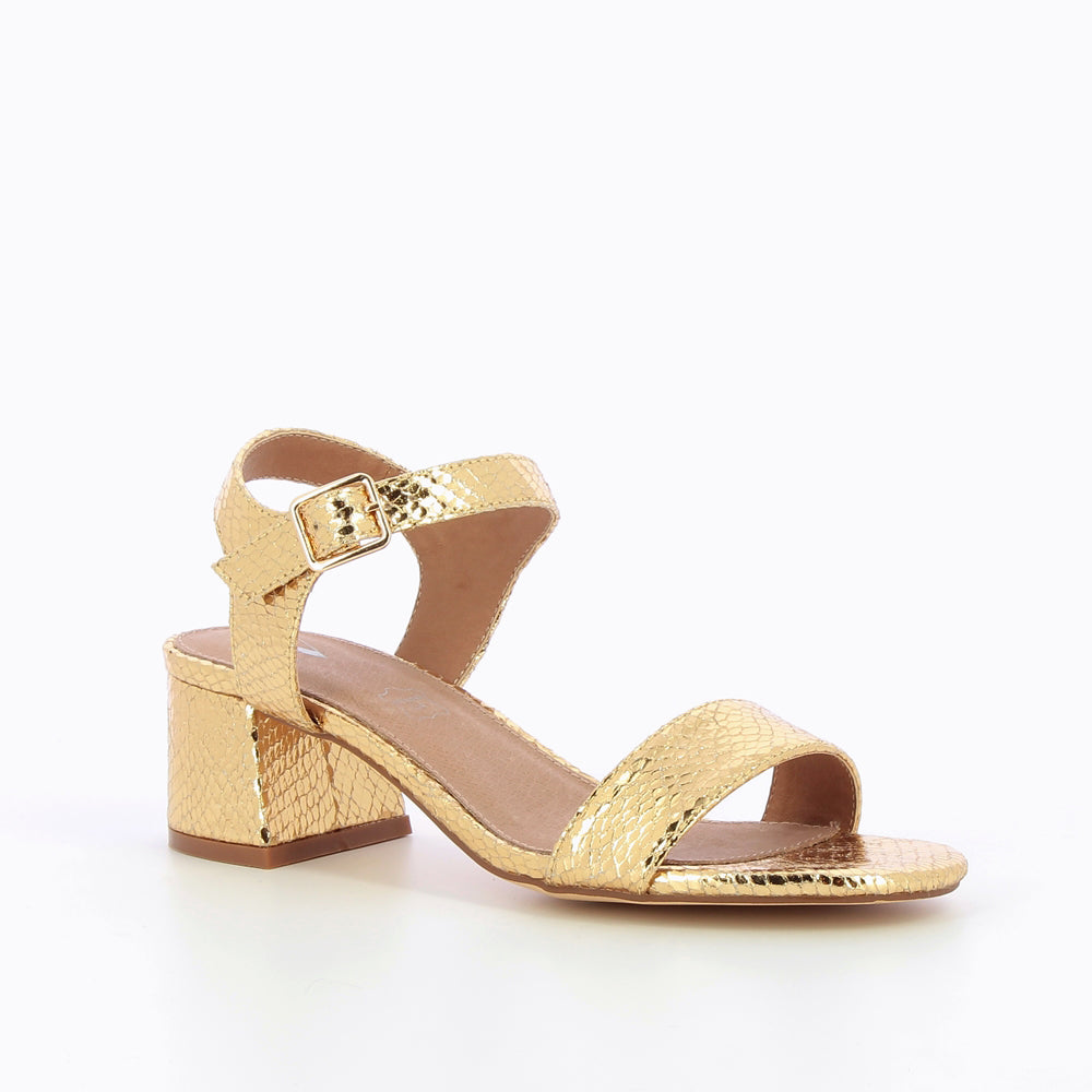 Sandales à talon, Compensées-Sandales Melissa or à petit talon épais