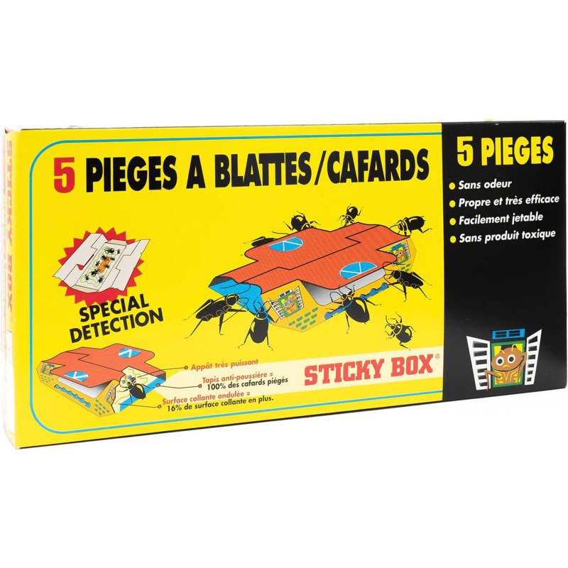 Pièges à cafards Sticky Box - Lot de 5