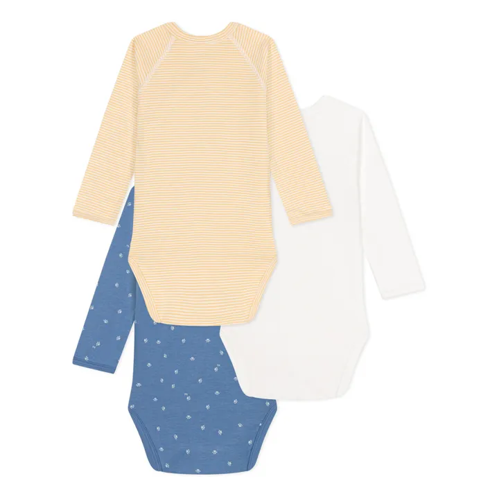 Petit Bateau Lot 3 Bodies Manches Longues Rayés | Bleu