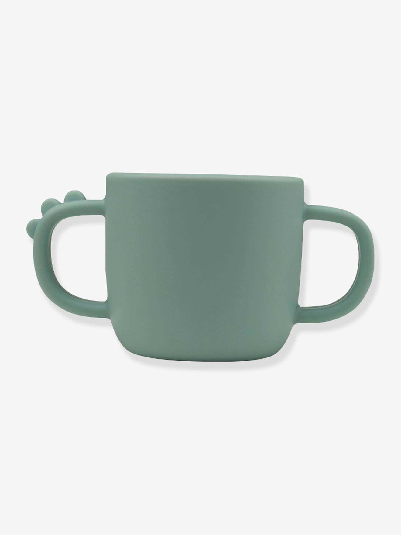 Caneca de silicone DONE BY DEER Peekaboo Crocodile com 2 alças, azul claro liso