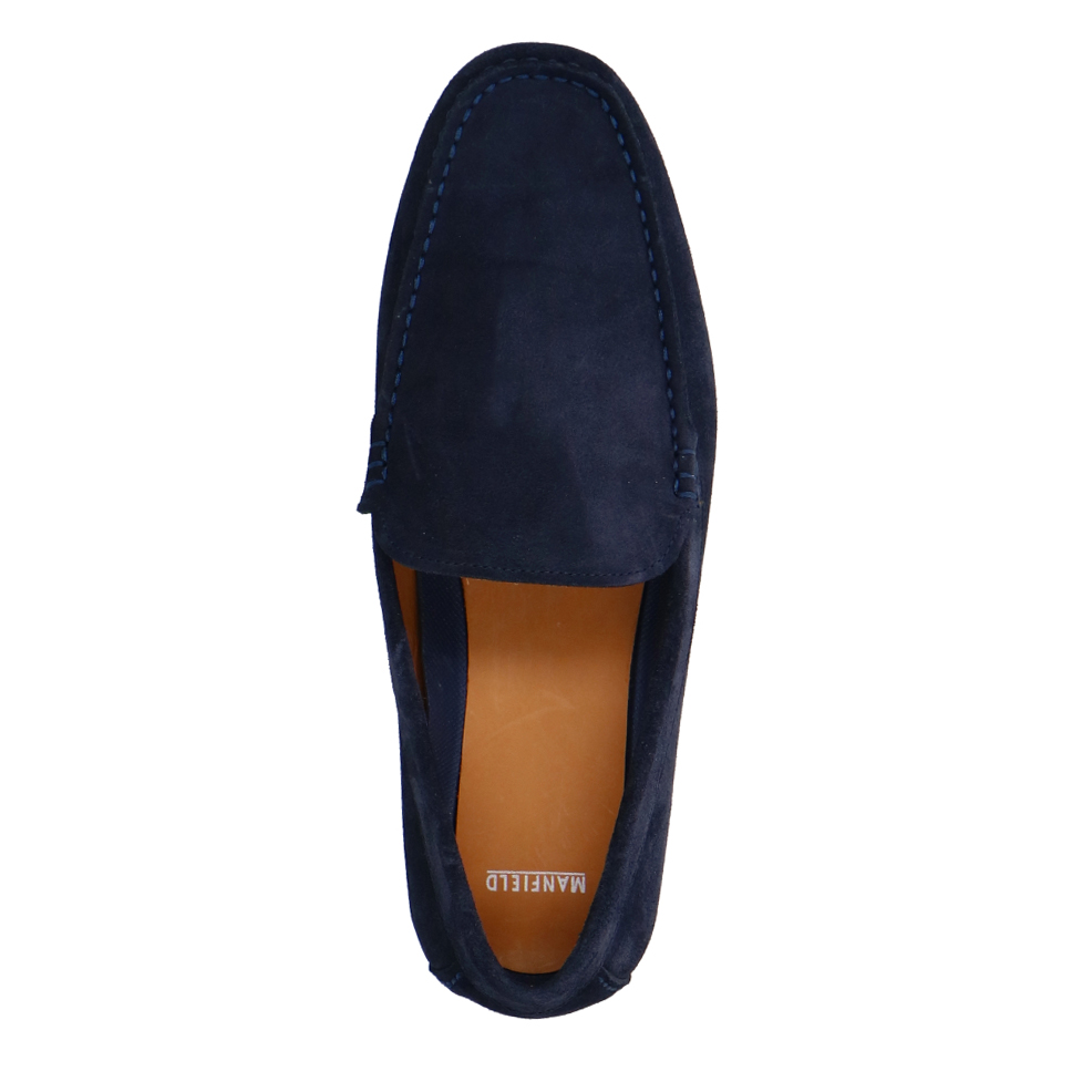 Donkerblauwe suède loafer