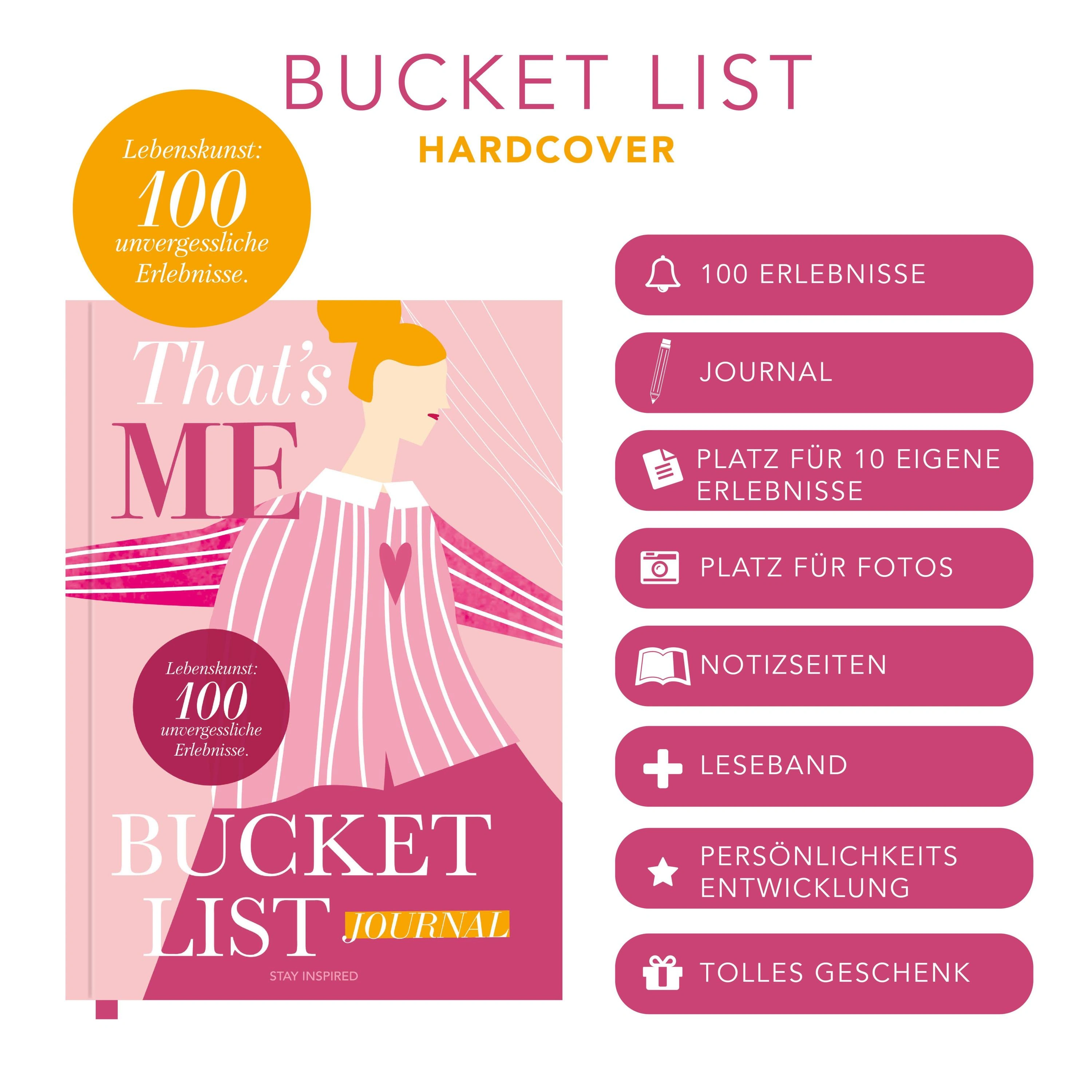 That's Me Bucket List | Das ultimative Bucket List Buch für ein erfülltes Leben | Das Ausfüllbuch für 100 unvergessliche Erlebnisse und Momente | 100 Dinge, die man im Leben getan haben muss