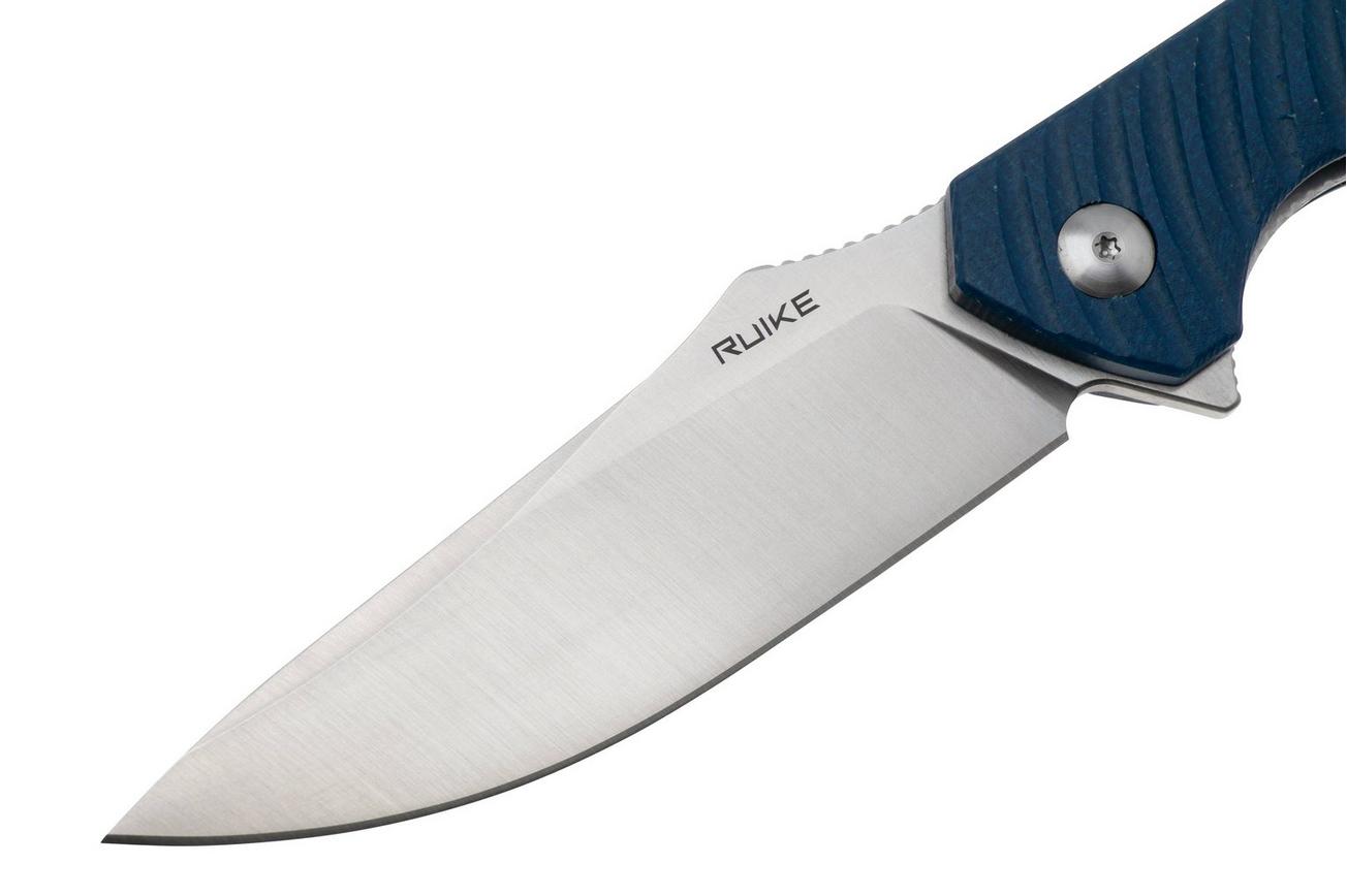 Ruike P123-ME Satin 14C28N, Blue Micarta, zakmes