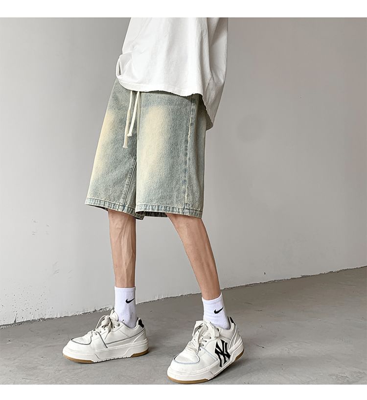 Wolfkane - Gewassen denim shorts met trekkoordtaille