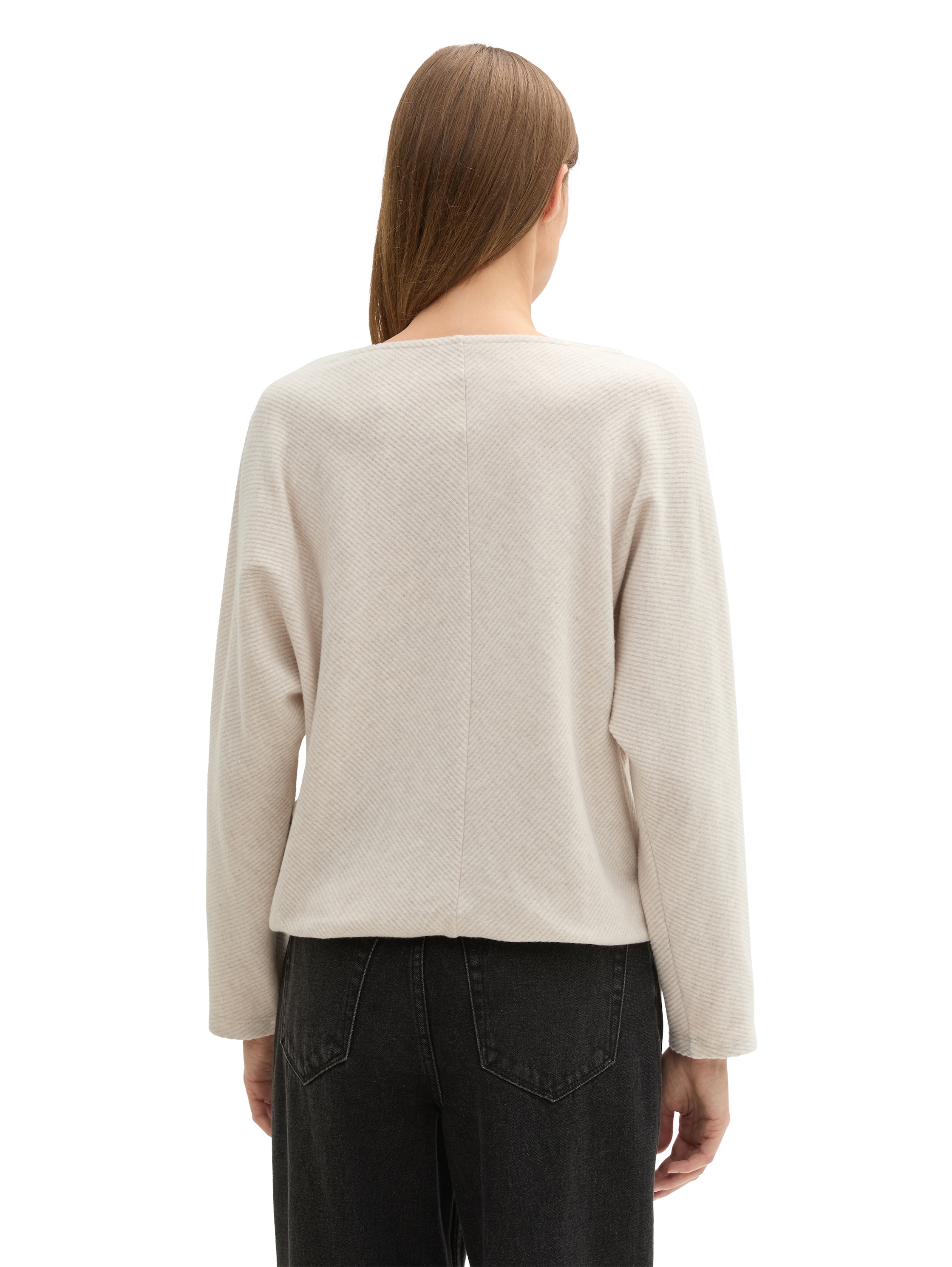 TOM TAILOR Fledermausshirt , mit Rundhalsausschnitt und Struktur-Optik