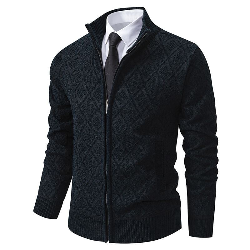 Sunkissed - Mock Neck Jacquard Zip Cardigan