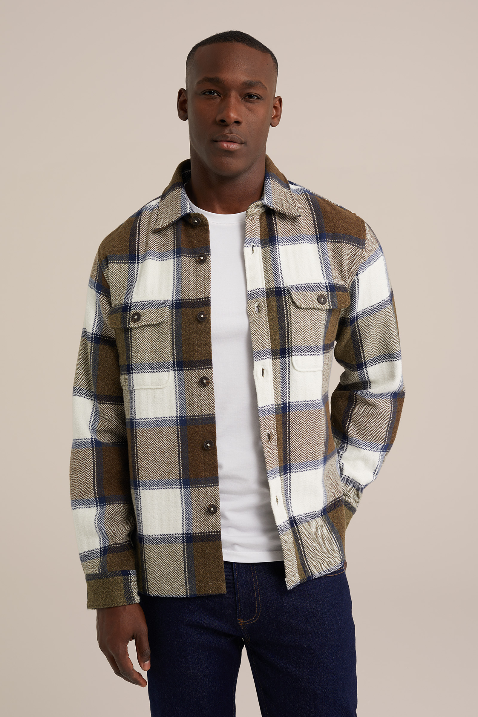 Tall fit overshirt met ruit WE Fashion Donkergroen
