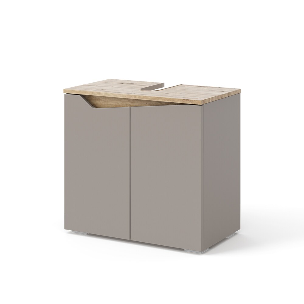 Vicco Waschbeckenunterschrank Marelle Greige Eiche 60 x 57,5 cm mit 2 Türen